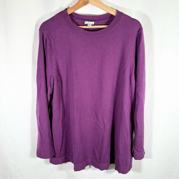 J. Jill Purple Crew Neck Cotton Blend Sweater - Picture 1 of 9